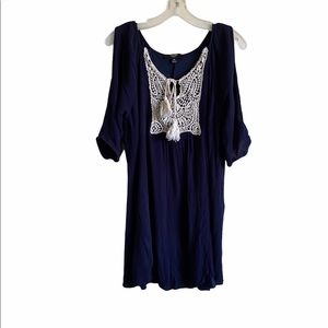 NAIF Blue Cold Shoulder Dress Size PM Style DD262P